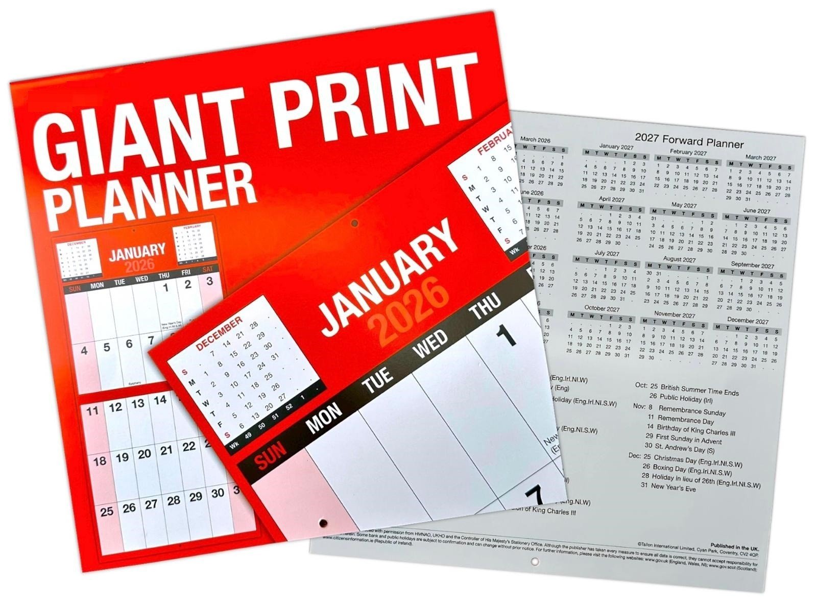 2026 Giant View Month To View Commercial Giant Print Full Year Planner Organiser
