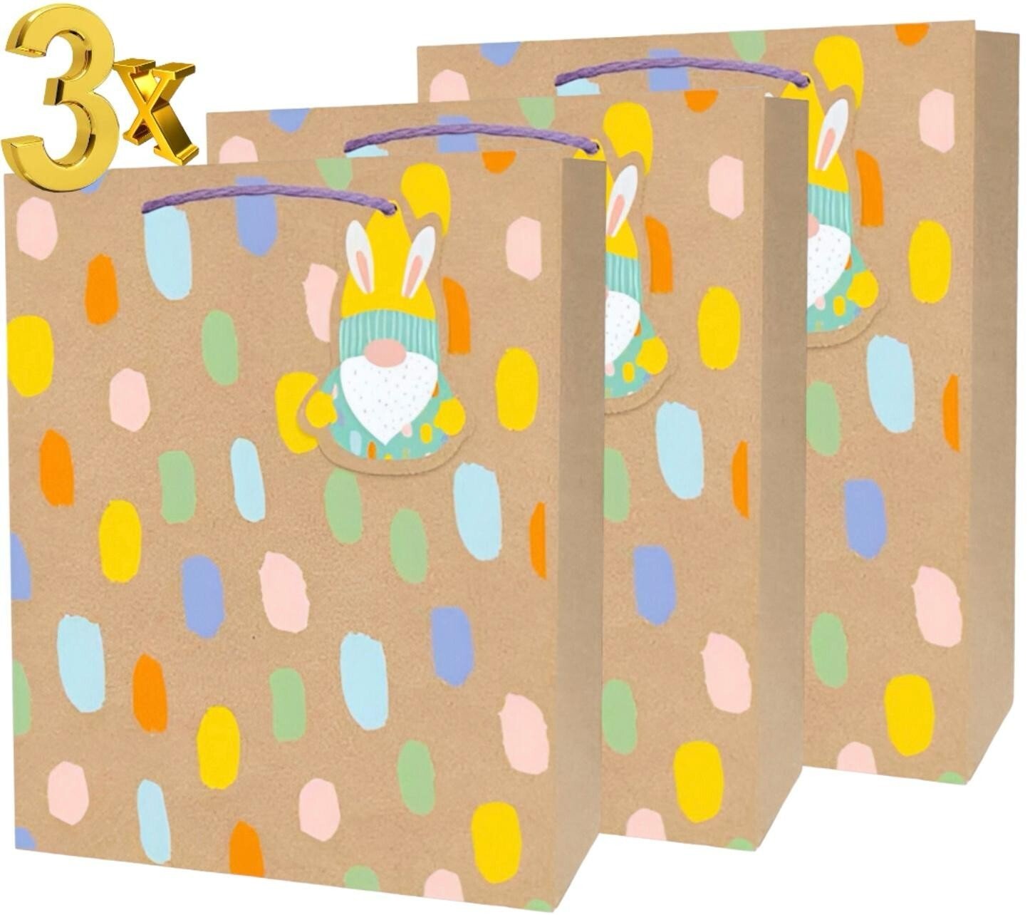 3x Medium Easter Eggs Luxury Present Gift Bags Easter Egg Gift Bag with Tag