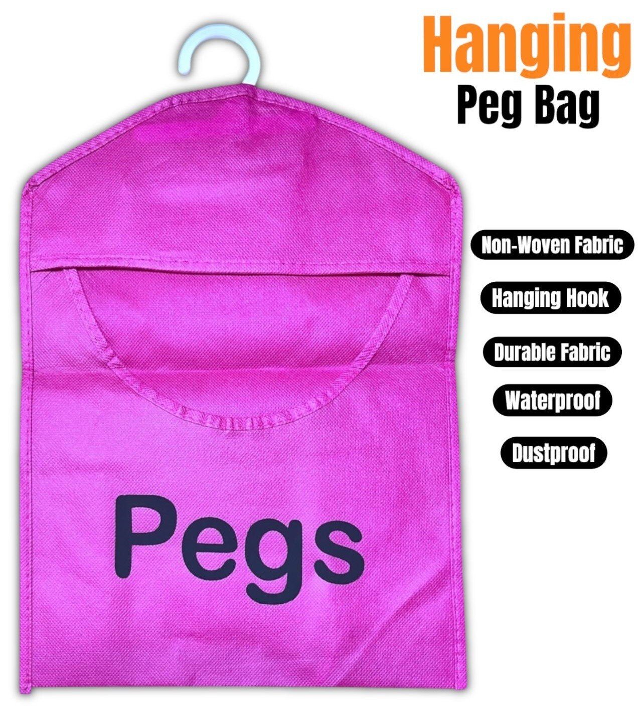 PEG BAG HANGING PEG BAG HANGER CLOTHES/LAUNDRY WASHING LINE PEGS HOLDER- 2 Pack
