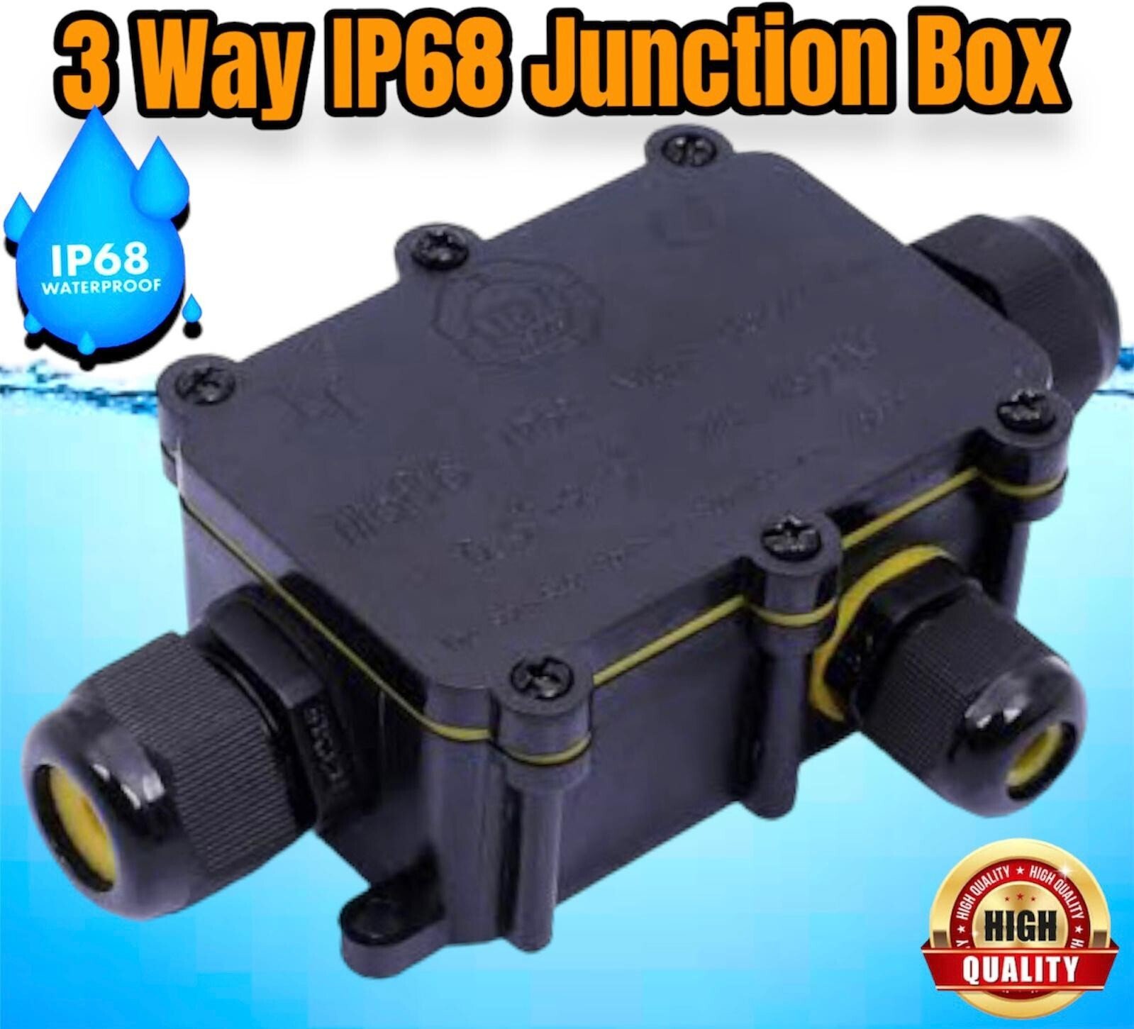 3 Way Waterproof Electrical IP68 Junction Box Cable Connector Wire Outdoor UK