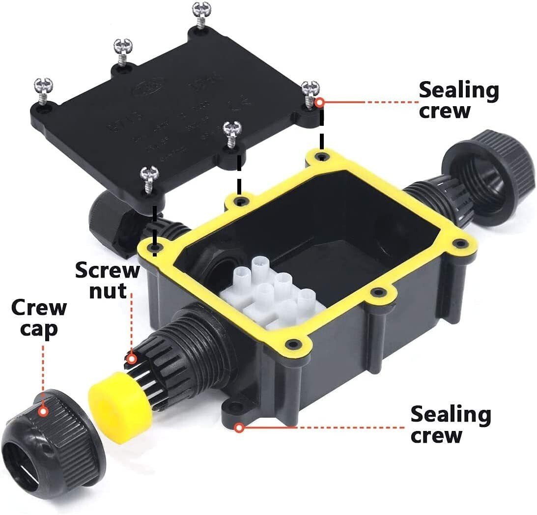 3 Way Waterproof Electrical IP68 Junction Box Cable Connector Wire Outdoor UK