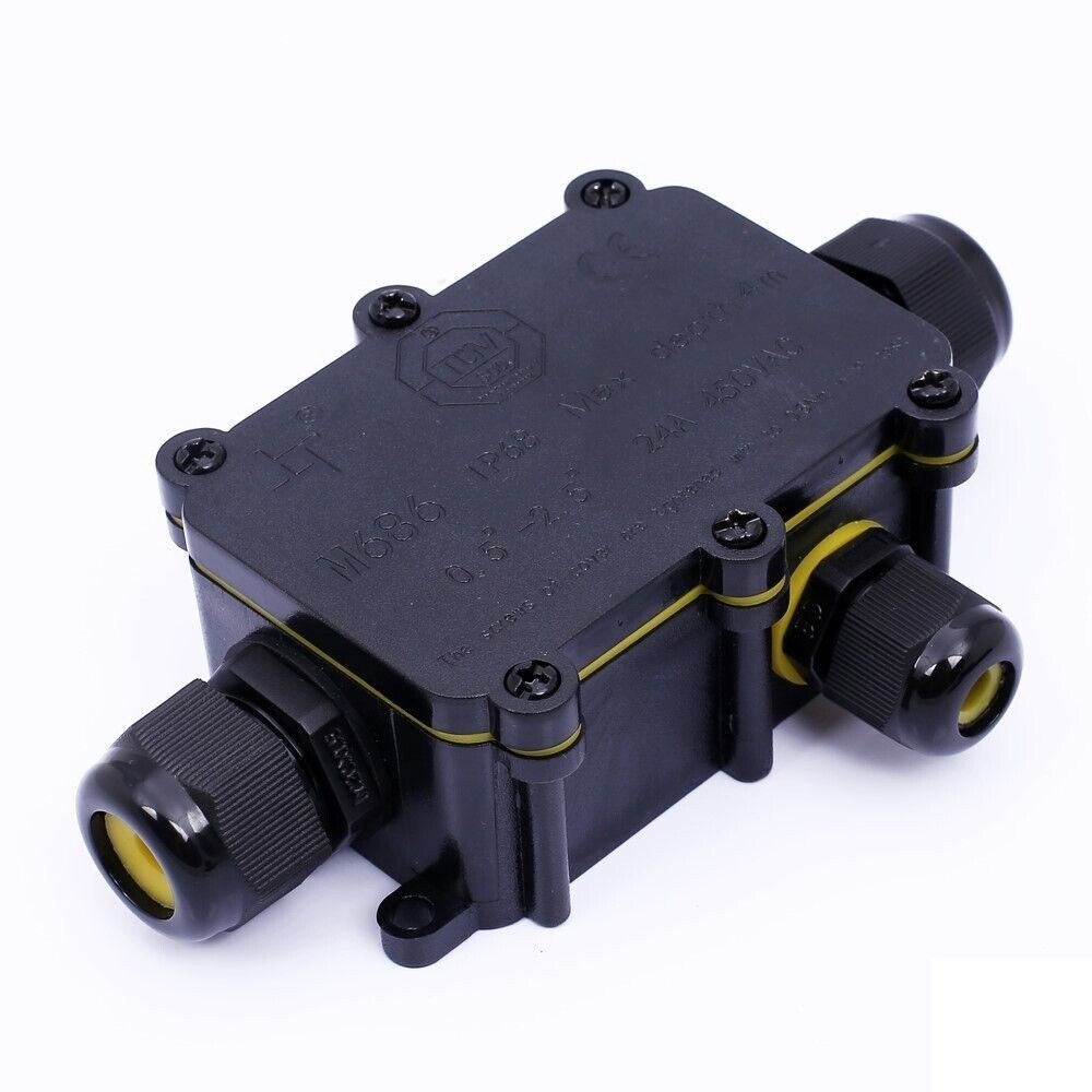 3 Way Waterproof Electrical IP68 Junction Box Cable Connector Wire Outdoor UK