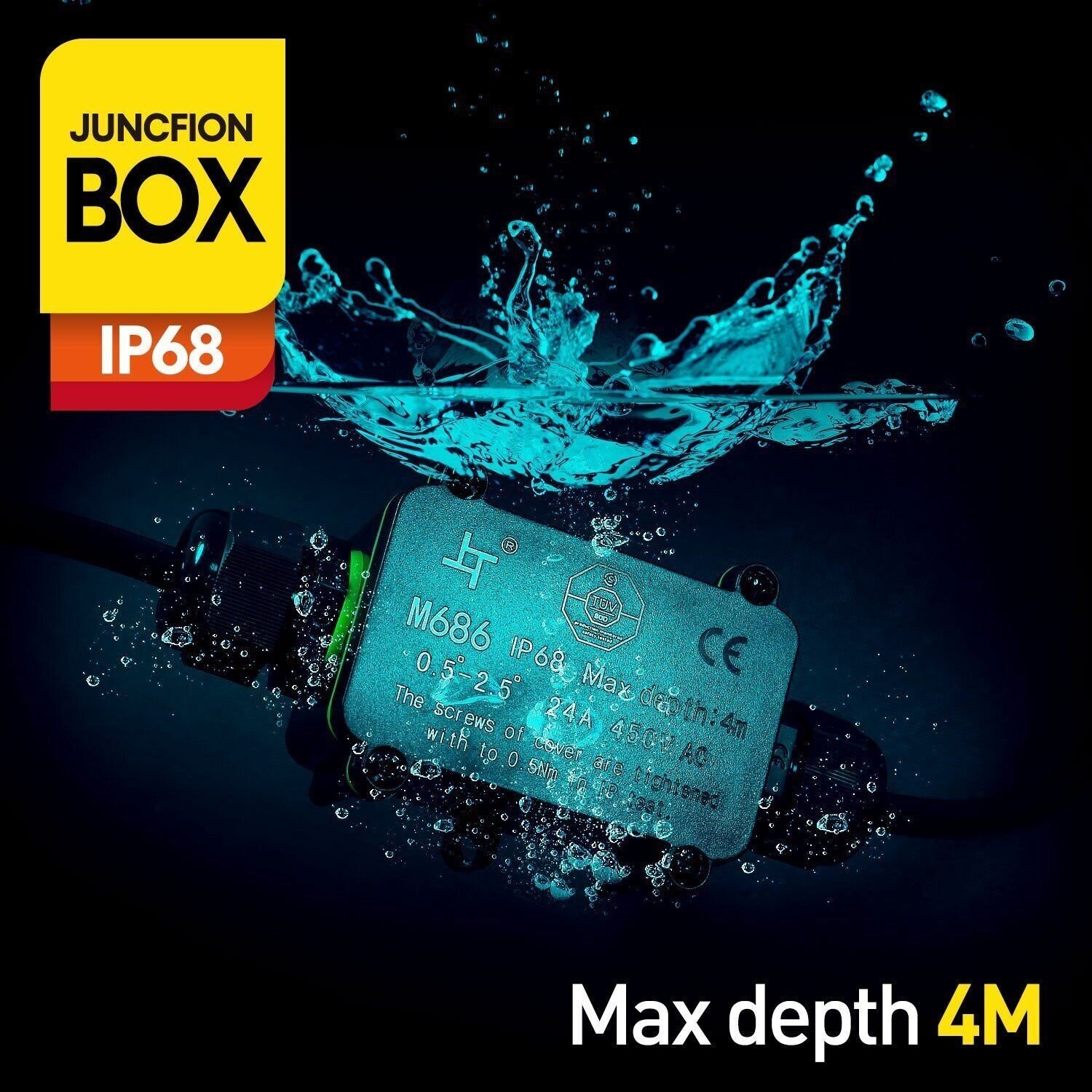 3 Way Waterproof Electrical IP68 Junction Box Cable Connector Wire Outdoor UK