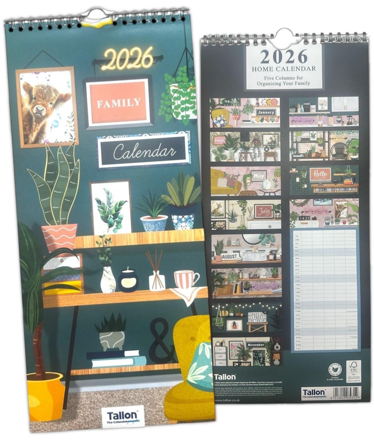 2026 Family Organiser 5 Columns Premium Wall Calendar Planner Month to View