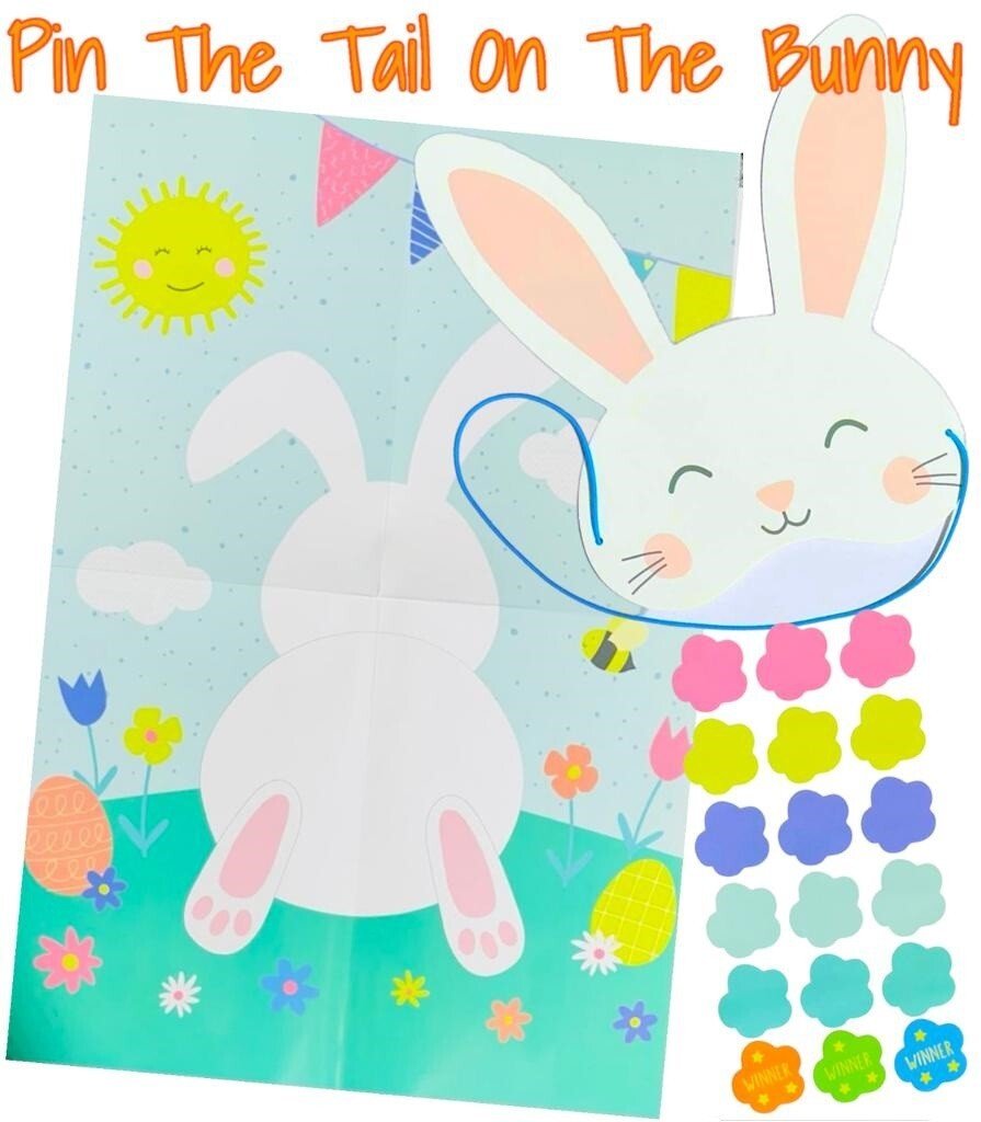 Pin The Tail On The Bunny Rabbit Easter Egg Hunt Kids Fun Easter Party Game Gift