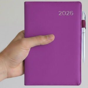 2026 Diary A5 Week To View Full Year Planner Desk Luxury Leather Cover With Pen