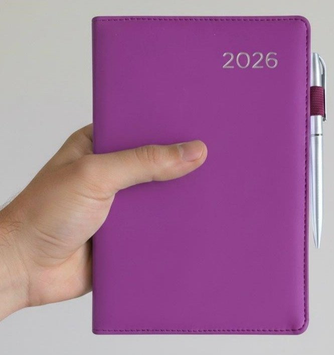 2026 Diary A5 Week To View Full Year Planner Desk Luxury Leather Cover With Pen