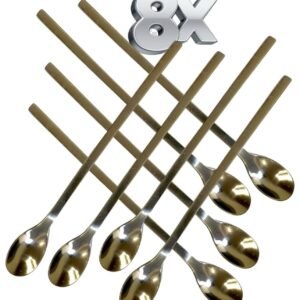 8 x Long Handled Cocktail Spoons Knickerbocker Latte Sundae Teaspoons Bar Tool