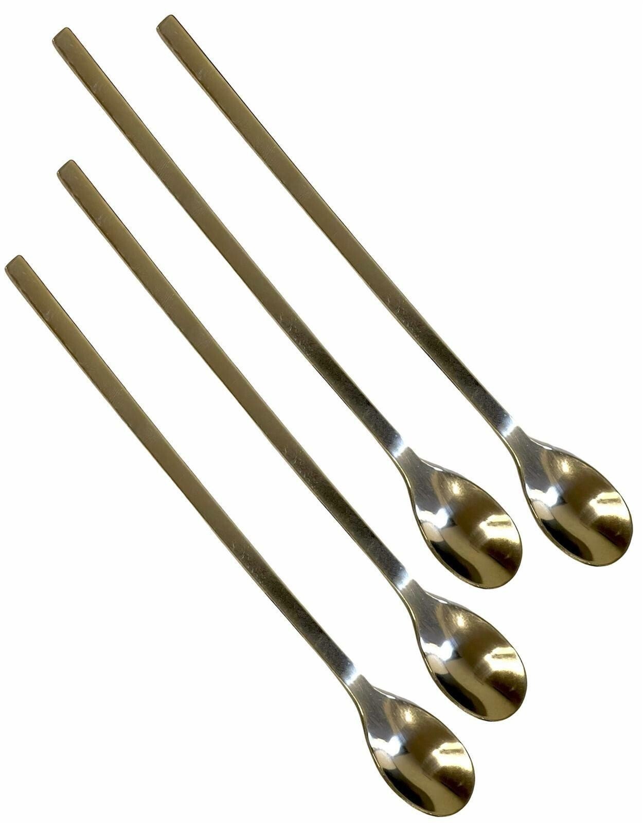 8 x Long Handled Cocktail Spoons Knickerbocker Latte Sundae Teaspoons Bar Tool