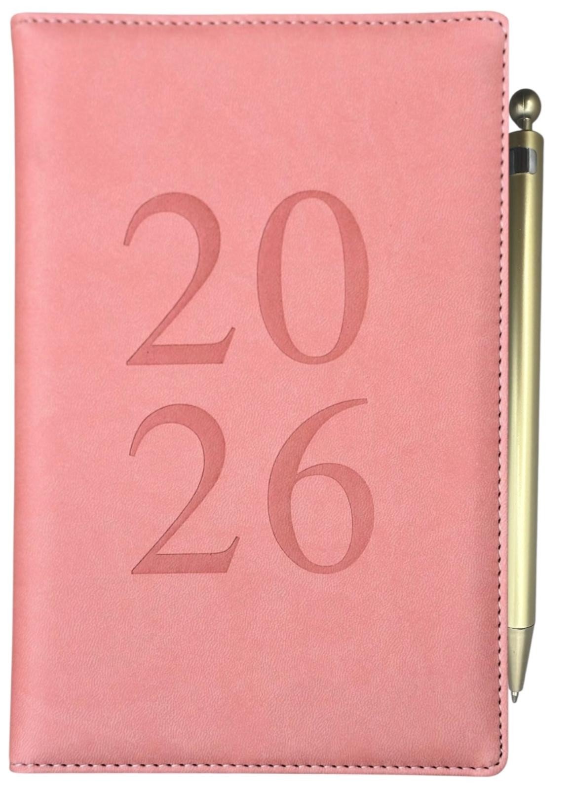 2026 A6 Day A Page Luxury Leatherette Cover Journal Organiser Index Diary Office