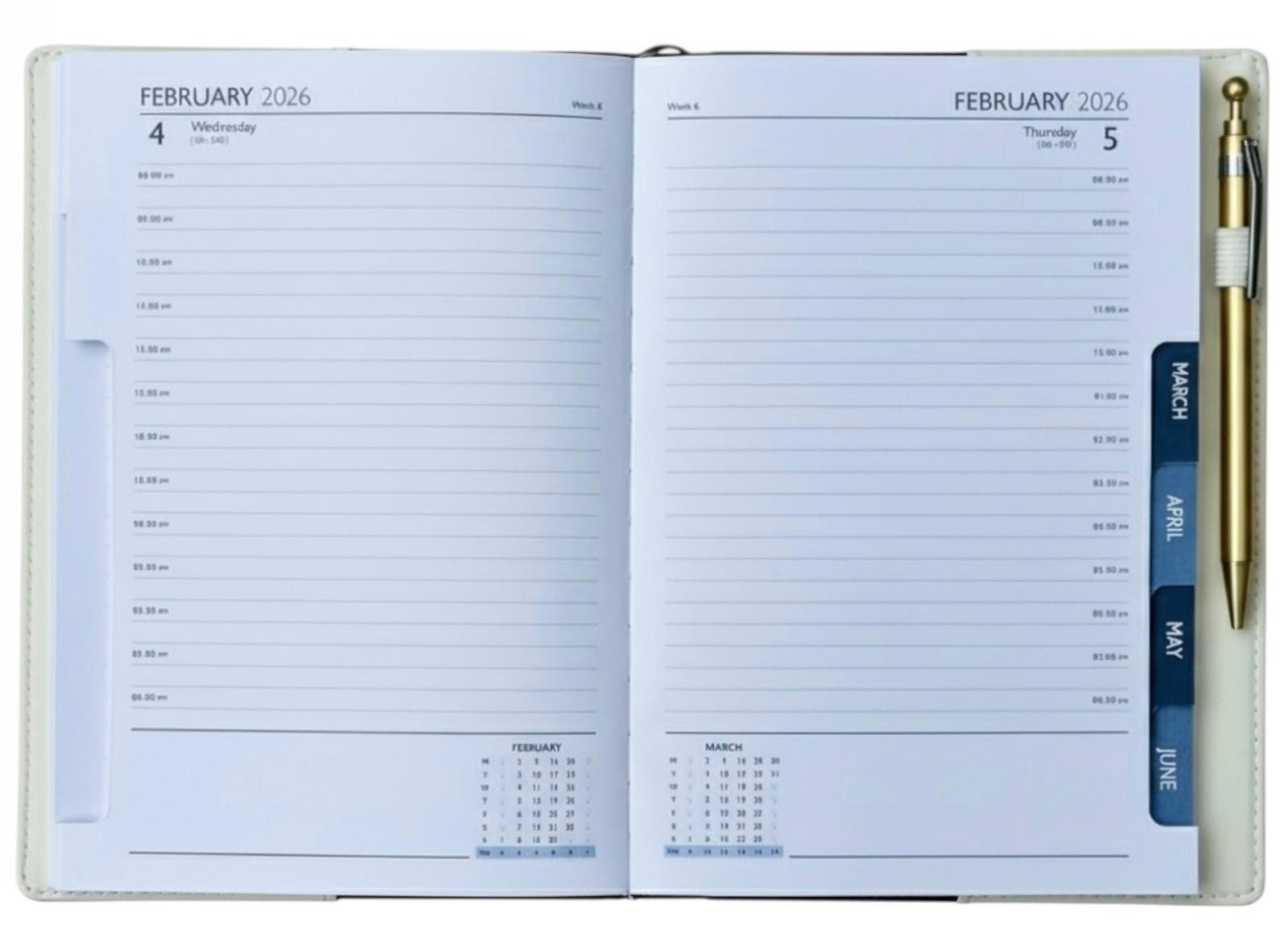 2026 A6 Day A Page Luxury Leatherette Cover Journal Organiser Index Diary Office