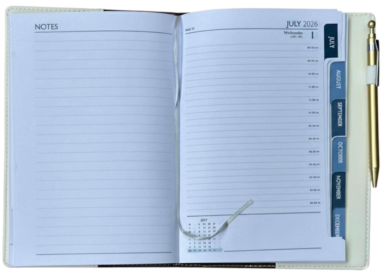 2026 A6 Day A Page Luxury Leatherette Cover Journal Organiser Index Diary Office