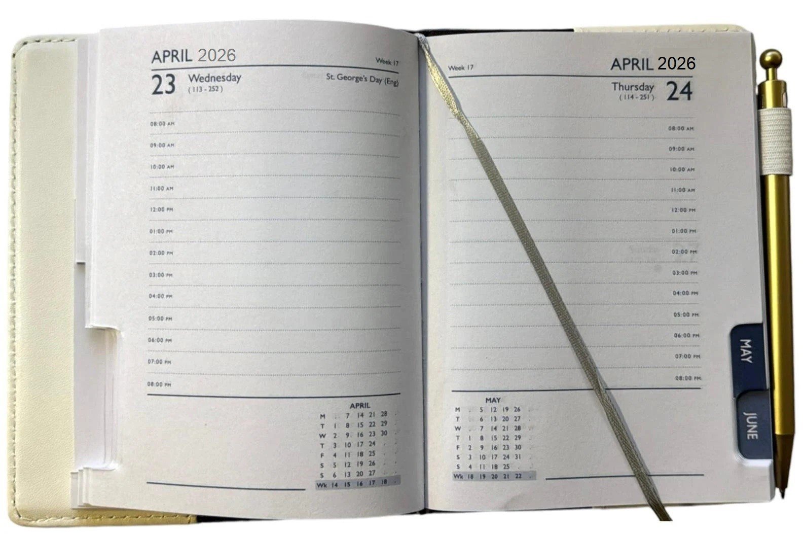 2026 A6 Day A Page Luxury Leatherette Cover Journal Organiser Index Diary Office