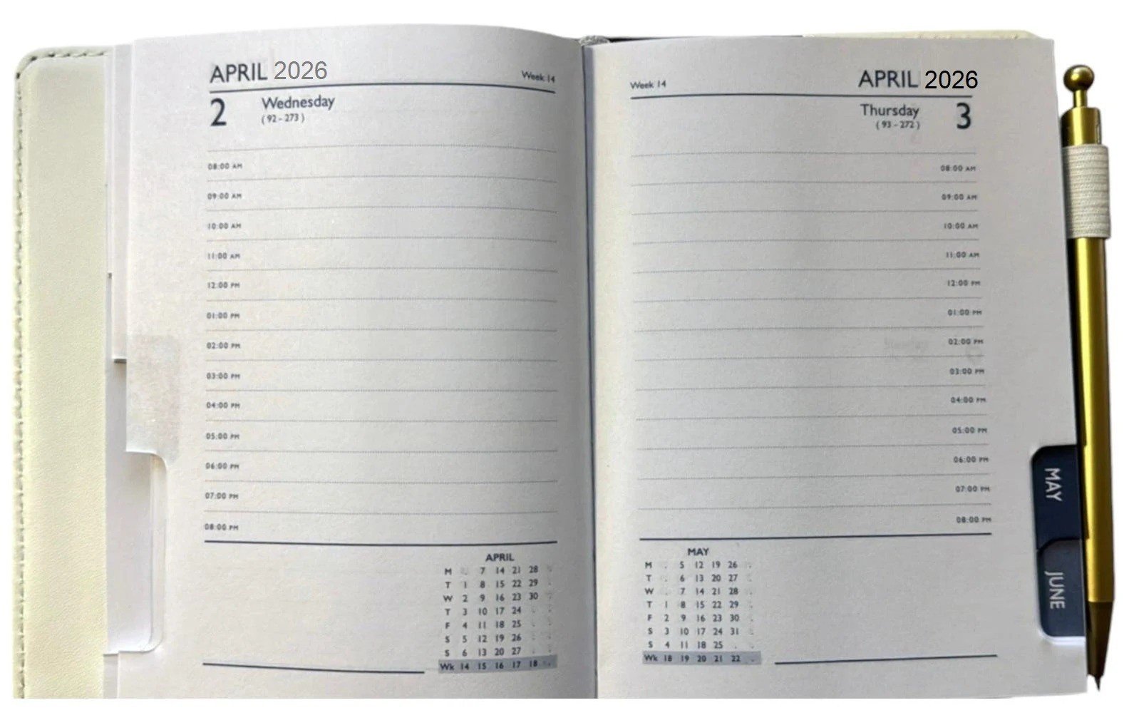 2026 A6 Day A Page Luxury Leatherette Cover Journal Organiser Index Diary Office