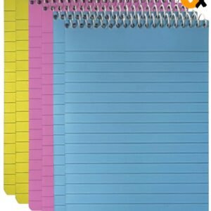6 Neon NOTE PADS Neon Spiral Bound Ruled Lined 100x150mm Plastic Cover Notebooks