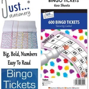 Jumbo Bingo Book Pad of 600 Tickets 6 To View All Colours Security Coded – New