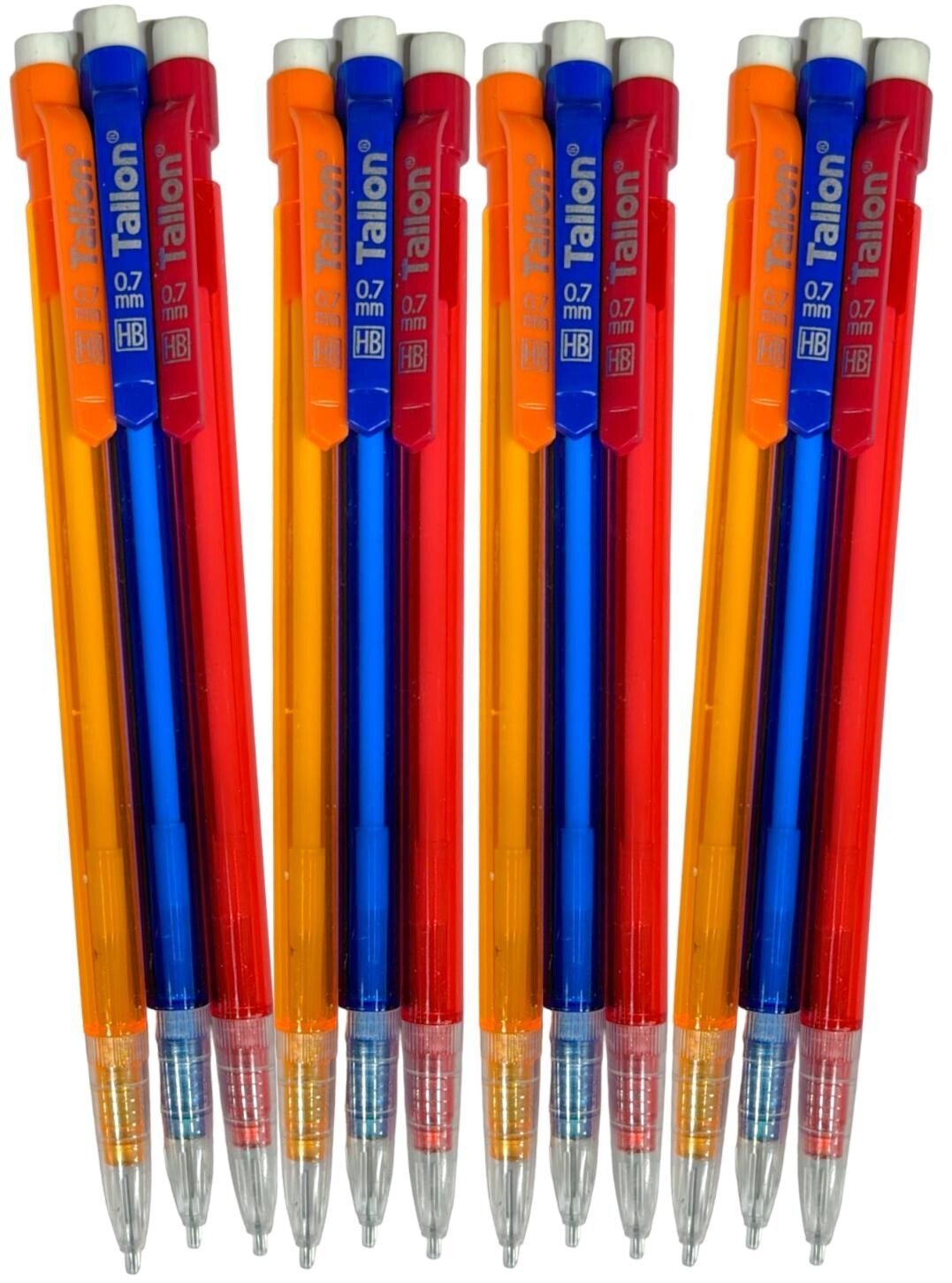12Pcs Mechanical Pencils Set Automatic HB Lead Refills 0.7mm Erasers Propelling
