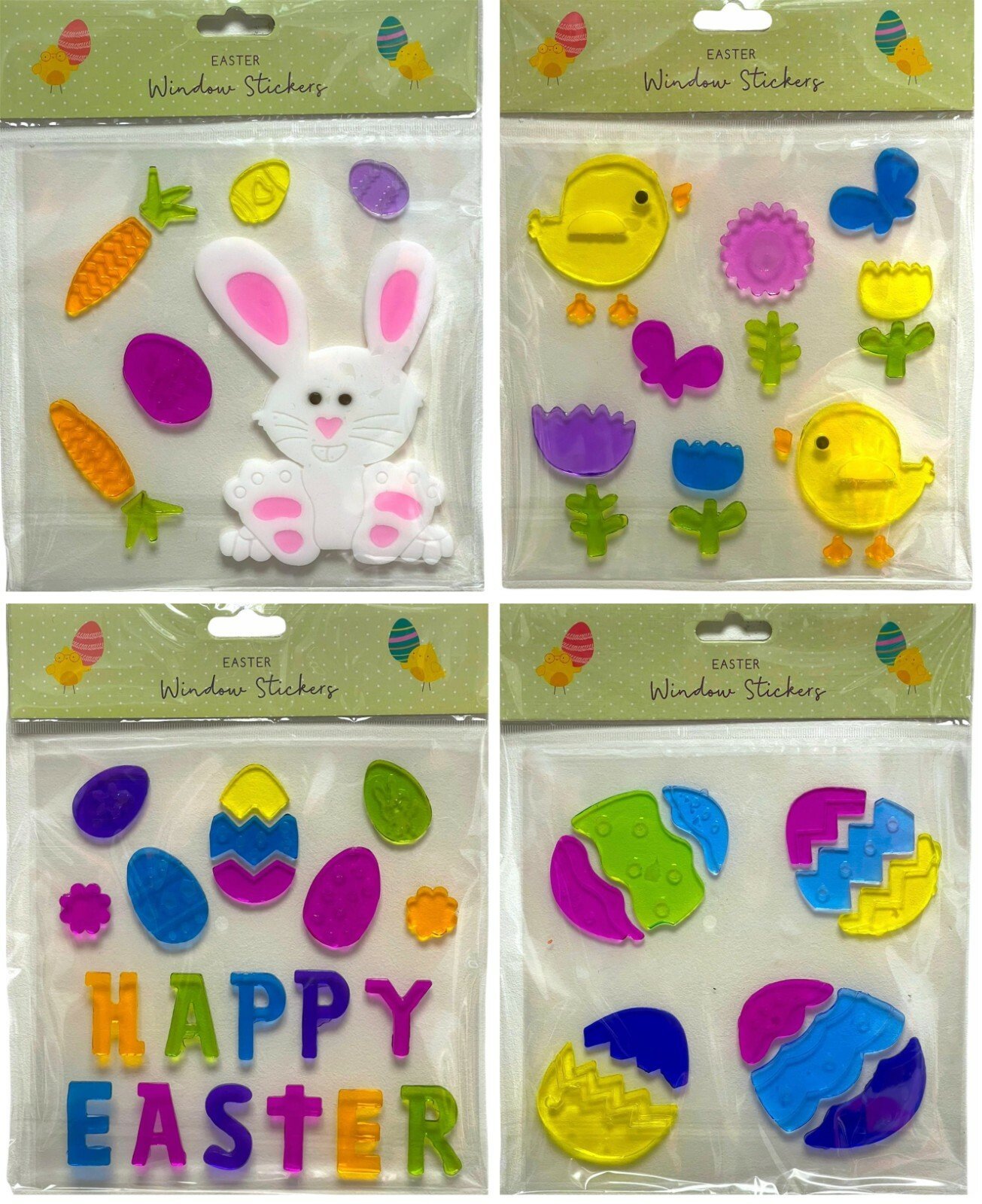 Happy Easter Glass Easter Gel Window Stickers Xmas Easter Party Door Decorations