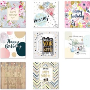 Multi Pack x 8 Mixed Assorted Happy Birthday Cards Adult Dad Mum Greeting Card
