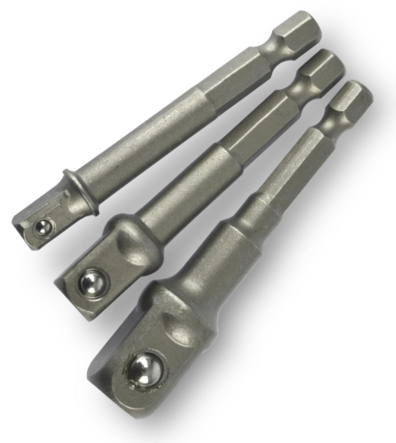 3pcs Drill Socket Adaptor Hex Drive To 1/4" 3/8" 1/2" Drive Socket Adapter Set