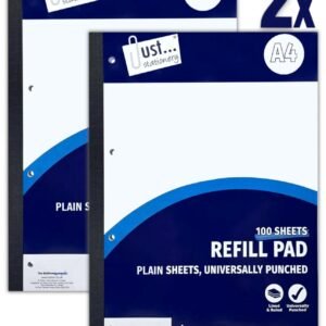 2x A4 Plain Refill Pad 100 Page Notepad Memo Writing Ruled Student Office School