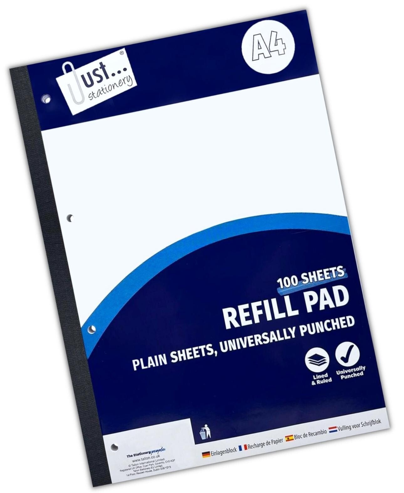 2x A4 Plain Refill Pad 100 Page Notepad Memo Writing Ruled Student Office School