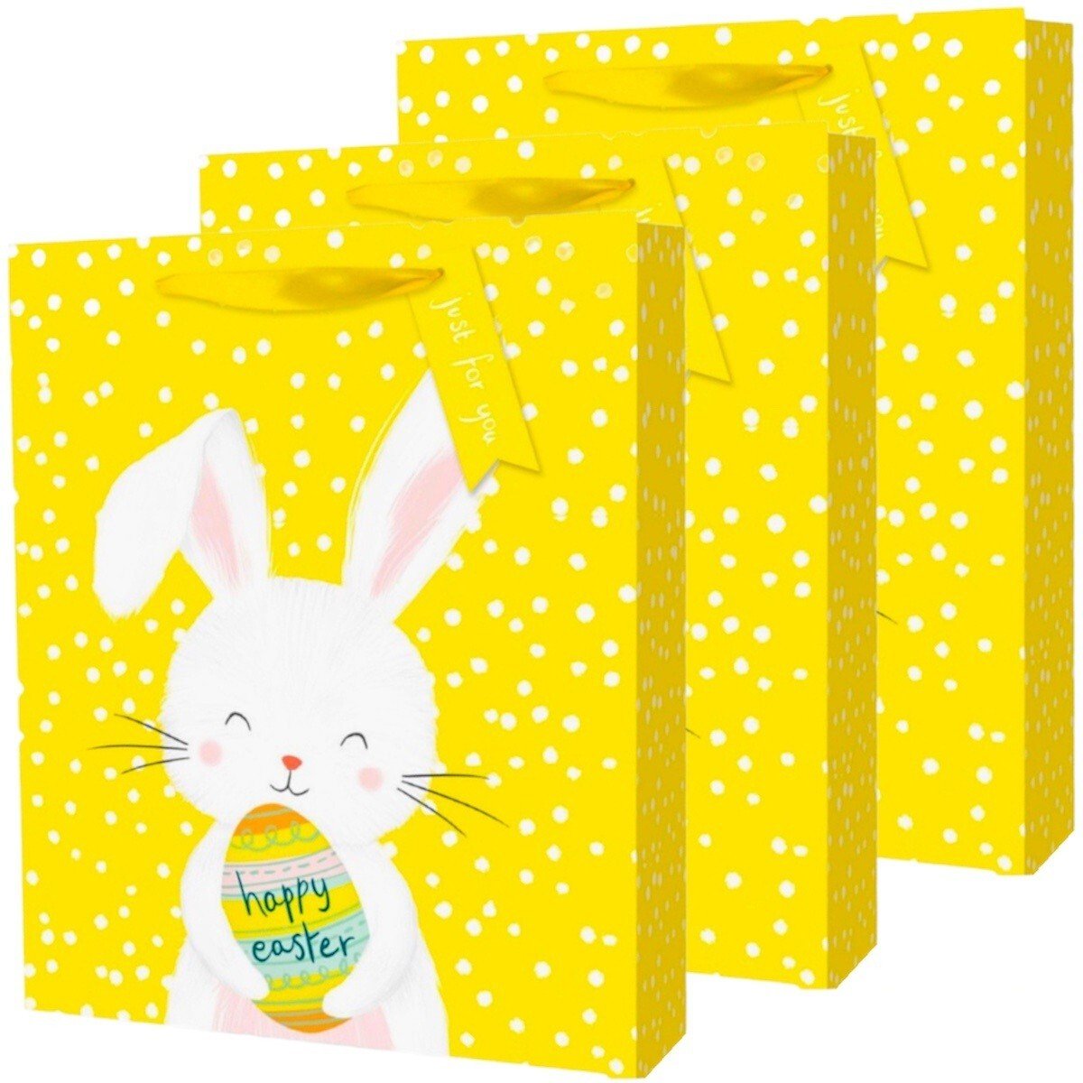 3x Large Easter Bunny Luxury Present Gift Bags Easter Egg Gift Bag with Tag