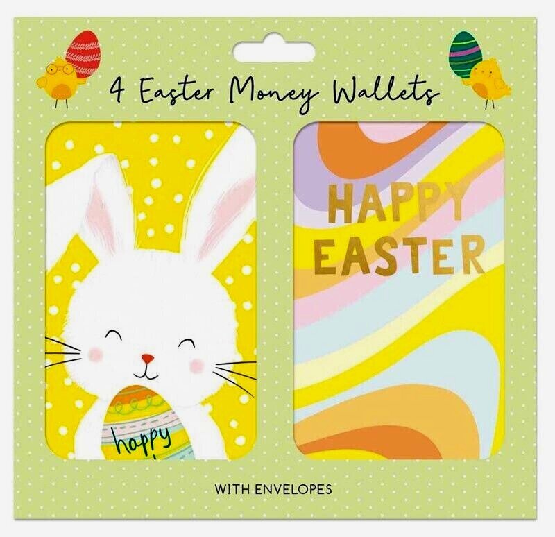 EASTER MONEY WALLETS  Gift Card Cash Voucher Holder  Pack of 4 with Envelopes