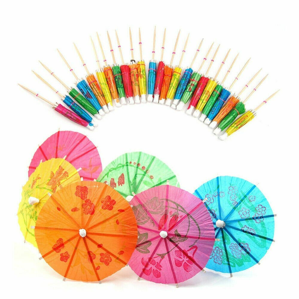30 Mixed Paper Cocktail Umbrellas Parasols for Party Tropical Drinks Accessories