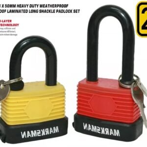 2Pc Heavy Duty Padlock Long Shackle 50mm Waterproof 3 keys Security Outdoor Shed