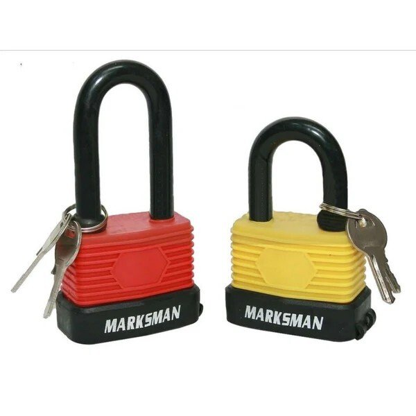 2Pc Heavy Duty Padlock Long Shackle 50mm Waterproof 3 keys Security Outdoor Shed