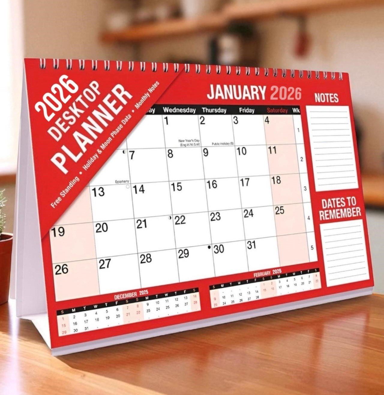 2026 LARGE STAND UP DESK TOP MONTH TO VIEW PLANNER QUALITY CALENDER PLANNER