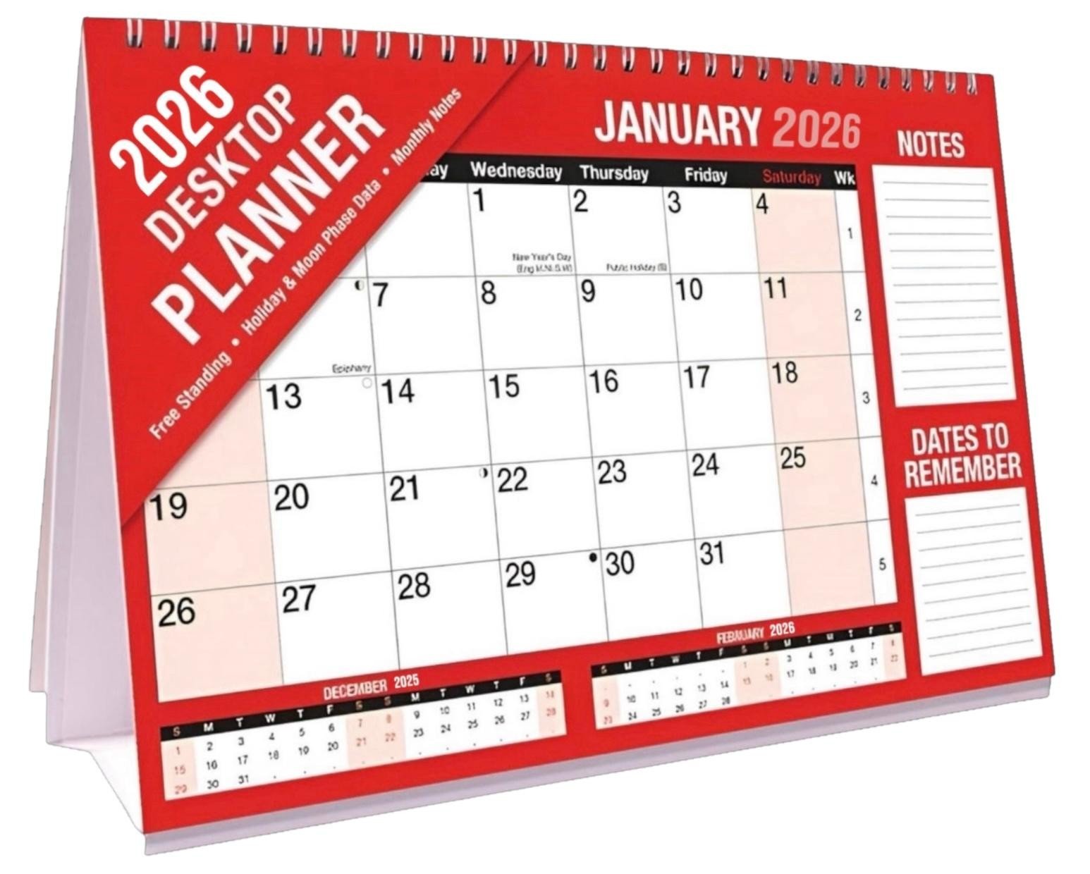 2026 LARGE STAND UP DESK TOP MONTH TO VIEW PLANNER QUALITY CALENDER PLANNER