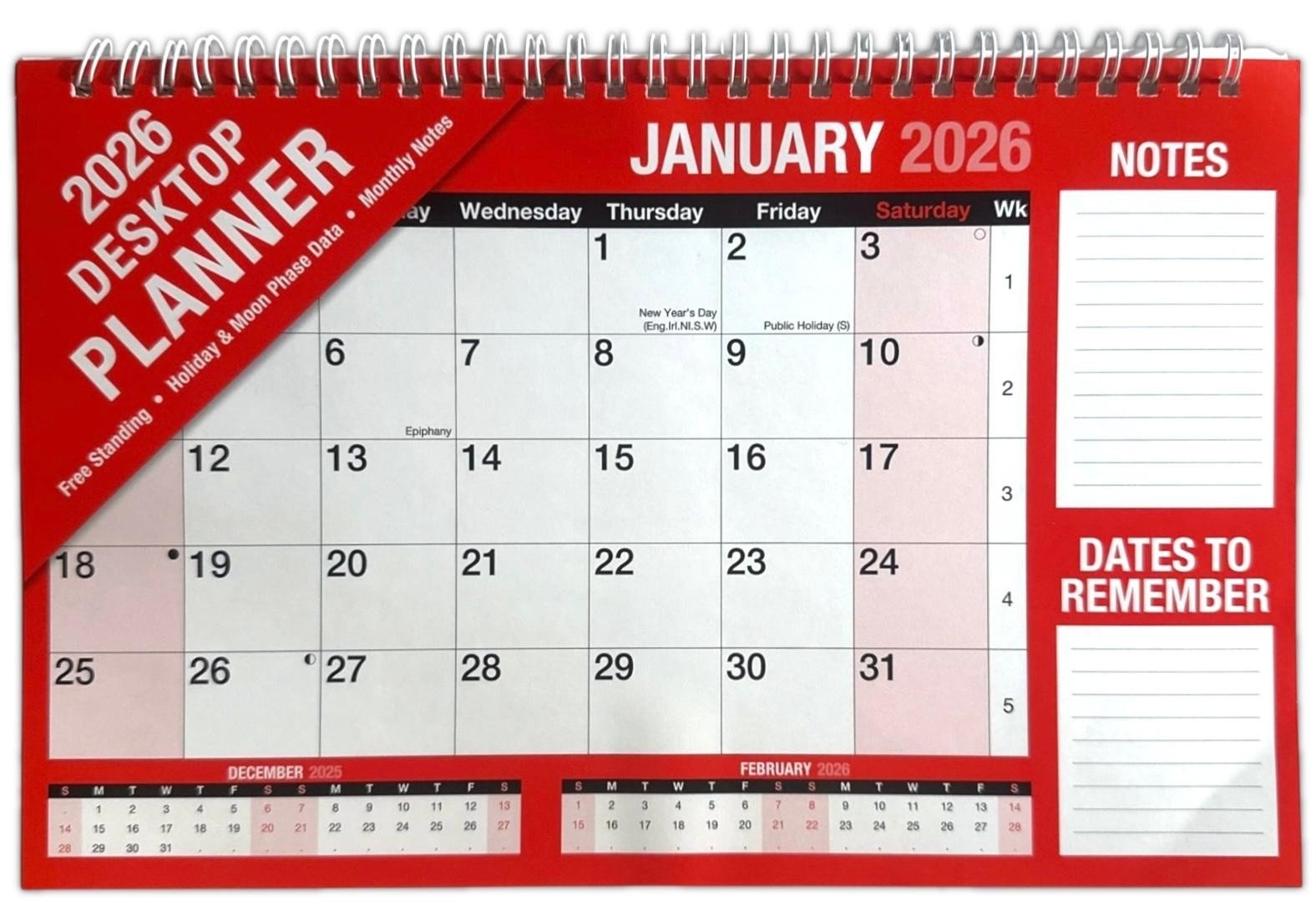 2026 LARGE STAND UP DESK TOP MONTH TO VIEW PLANNER QUALITY CALENDER PLANNER
