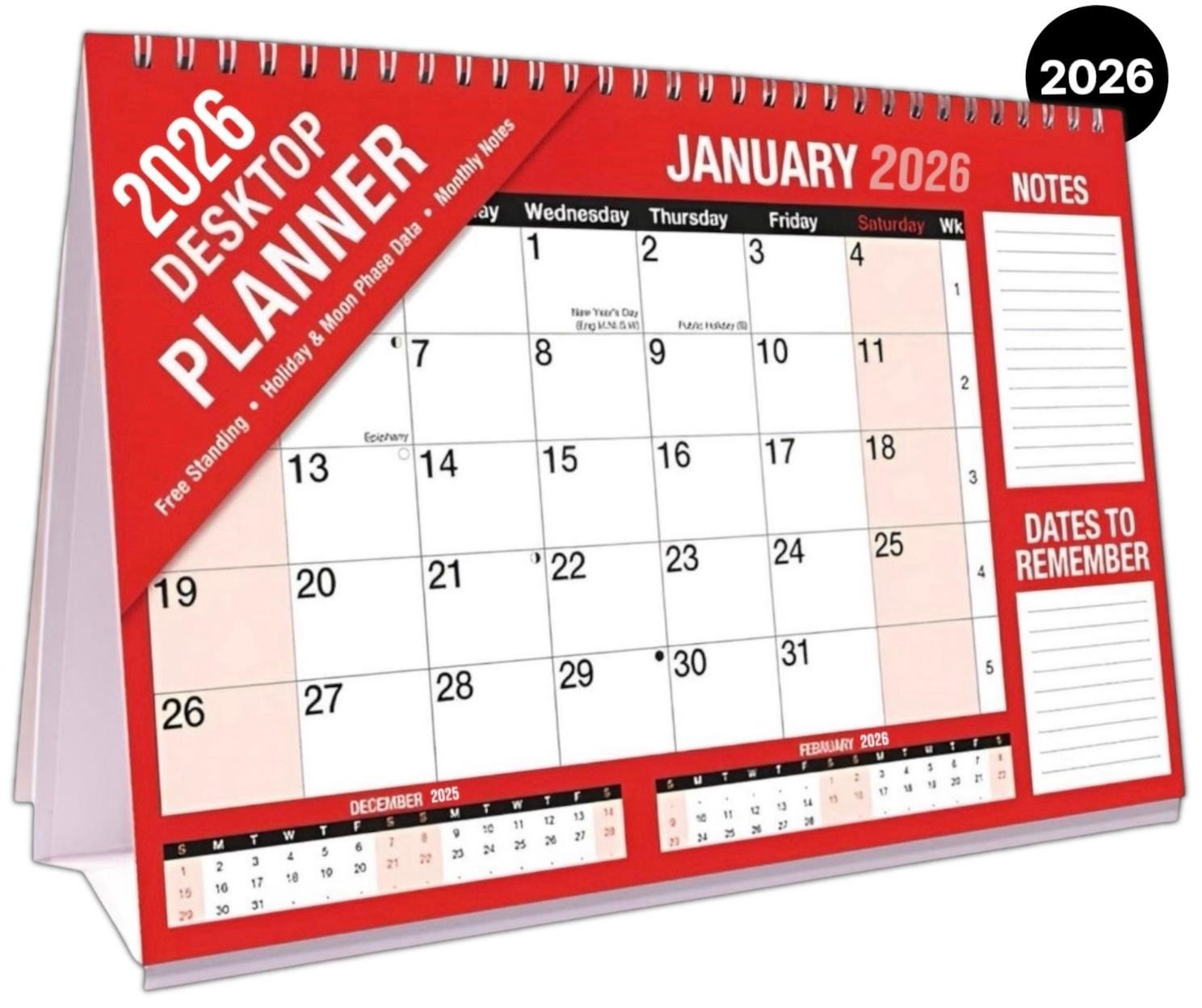 2026 LARGE STAND UP DESK TOP MONTH TO VIEW PLANNER QUALITY CALENDER PLANNER