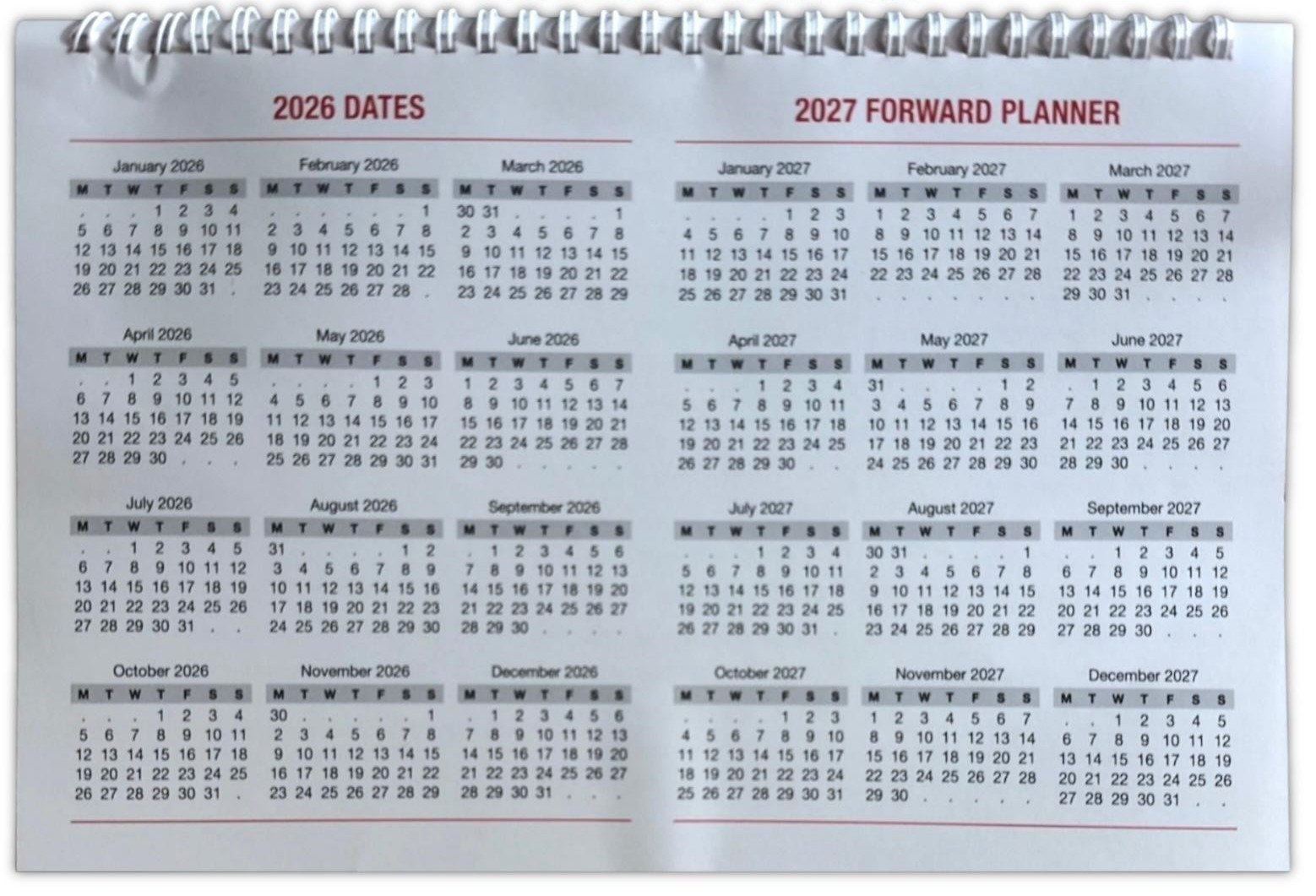 2026 LARGE STAND UP DESK TOP MONTH TO VIEW PLANNER QUALITY CALENDER PLANNER