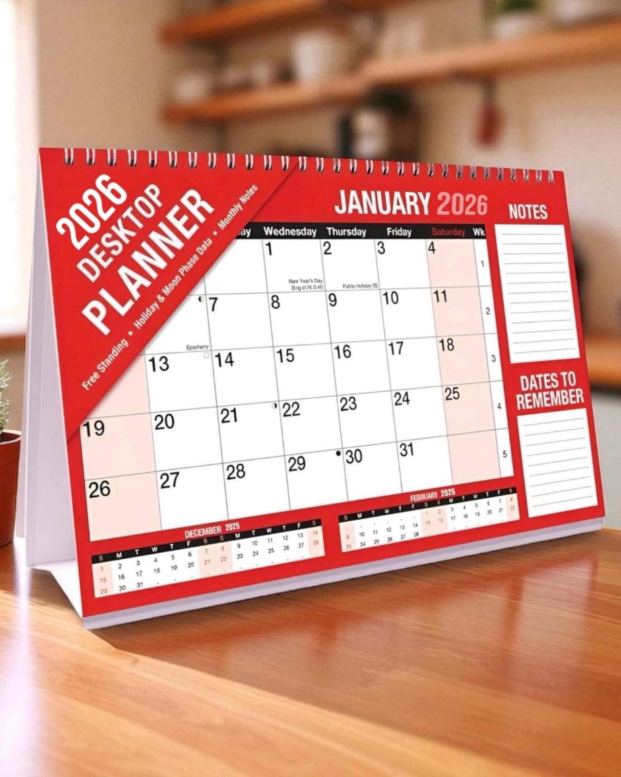 2026 LARGE STAND UP DESK TOP MONTH TO VIEW PLANNER QUALITY CALENDER PLANNER