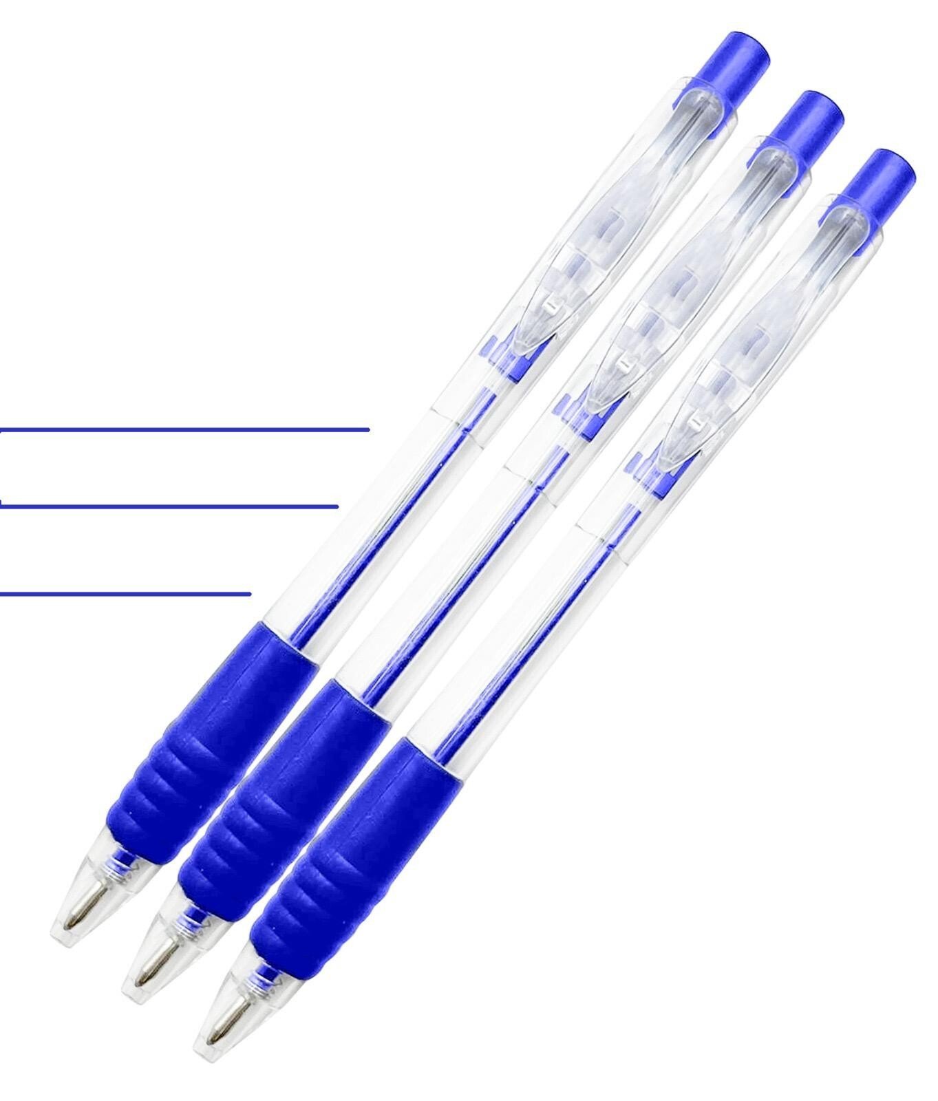 8x Retractable Ballpoint Pen Soft Rubber Grip Pens Black Blue Red Office School