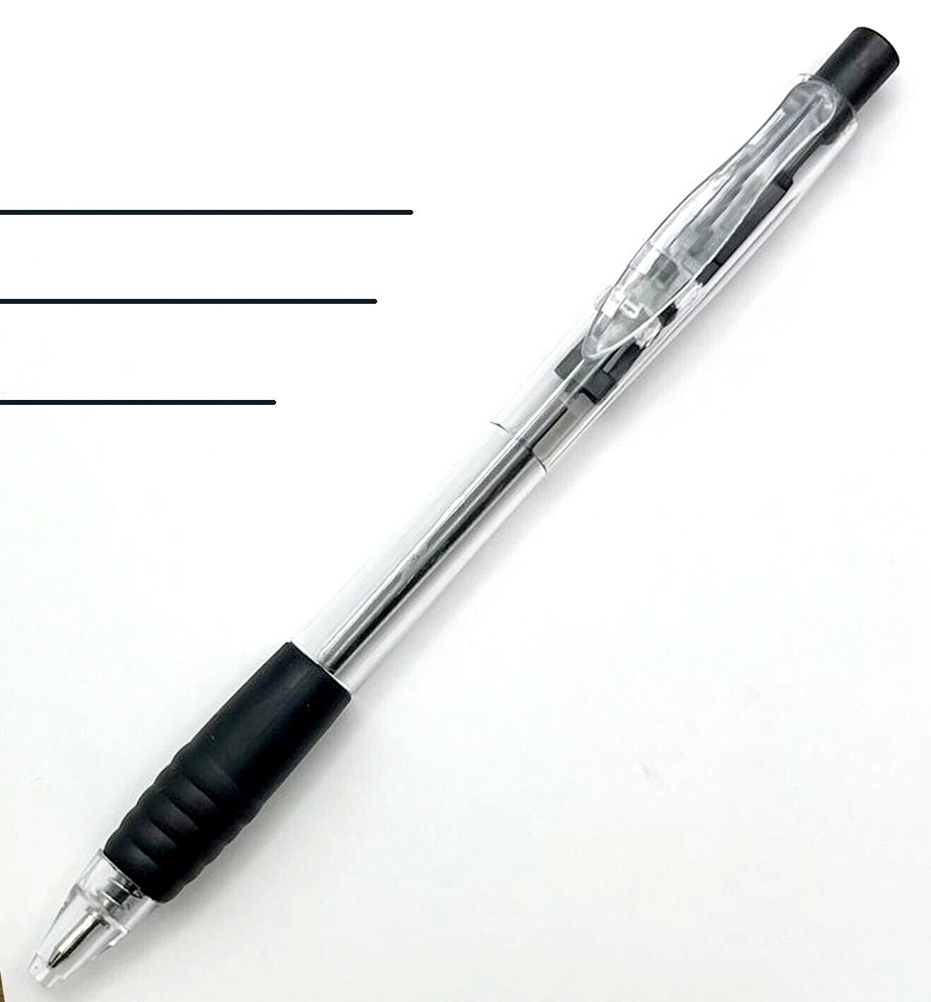 8x Retractable Ballpoint Pen Soft Rubber Grip Pens Black Blue Red Office School