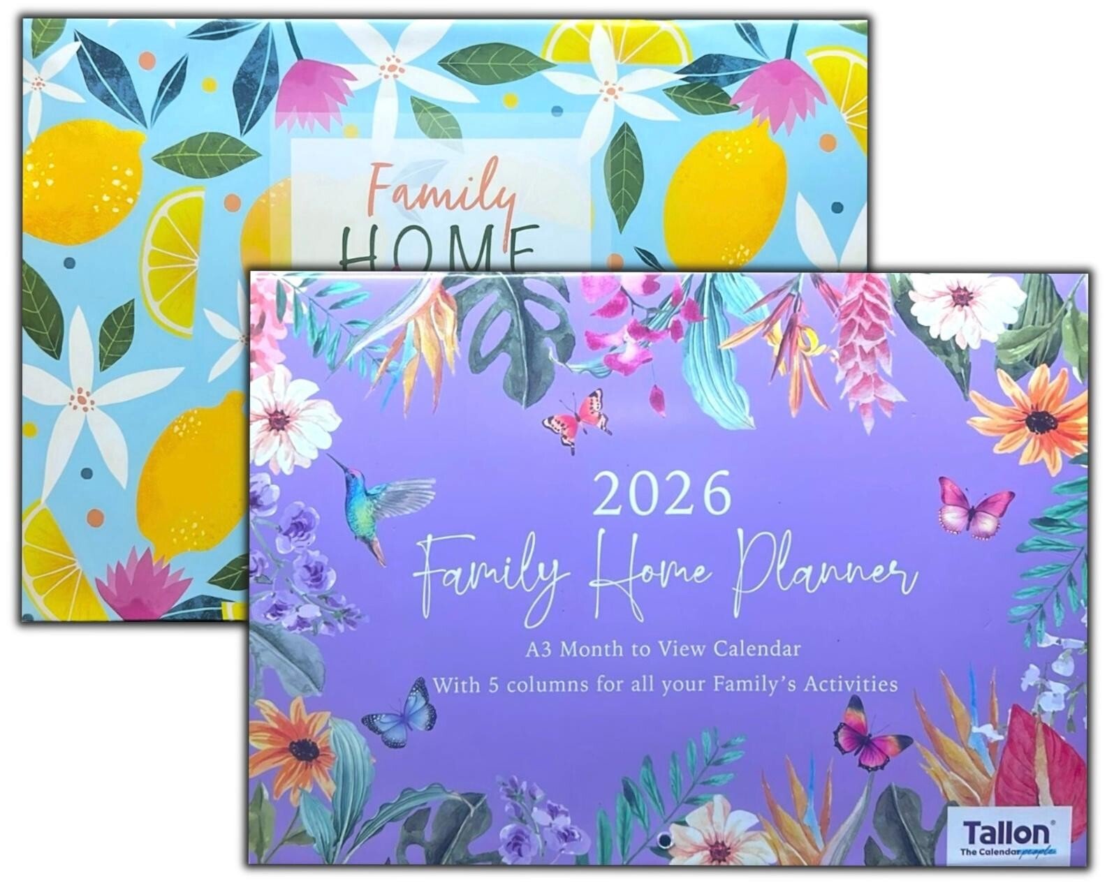 2026 Family Home Planner Calendar 5 Columns Size A3 - Fruits & Cute Butterflies