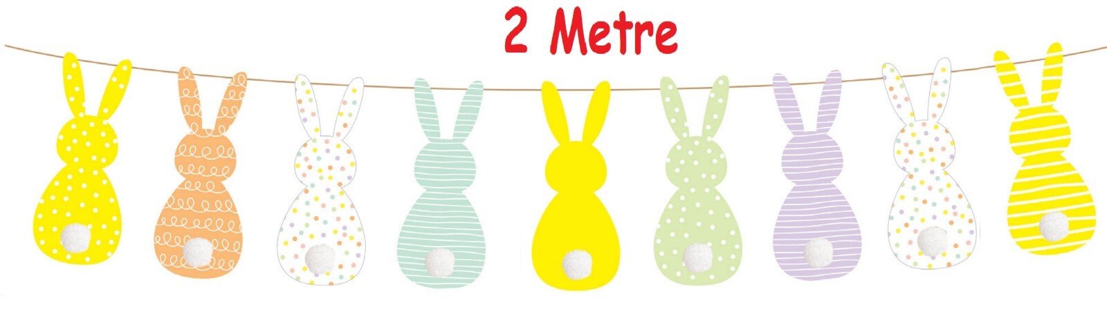 Easter Bunting Bunny Rabbit Banner Garland Hanging Ready Threaded 2 Metres