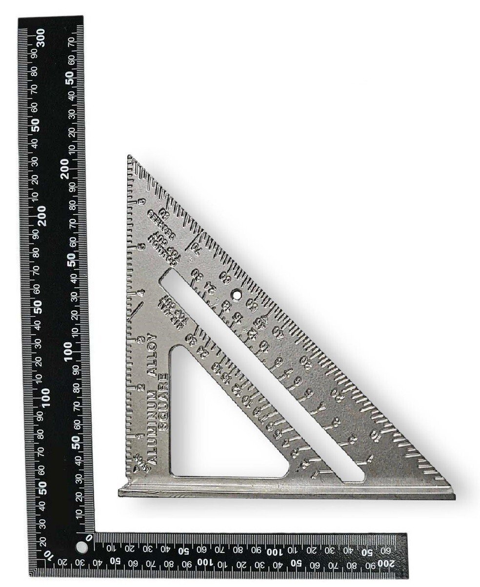 2 IN 1 METAL ROOFING RAFTER TOOL SET SQUARE 12" X 8" ALUMINIUM ROOFERS SQUARE 6"