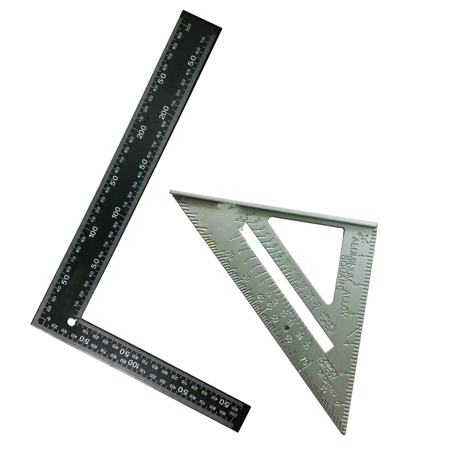 2 IN 1 METAL ROOFING RAFTER TOOL SET SQUARE 12" X 8" ALUMINIUM ROOFERS SQUARE 6"