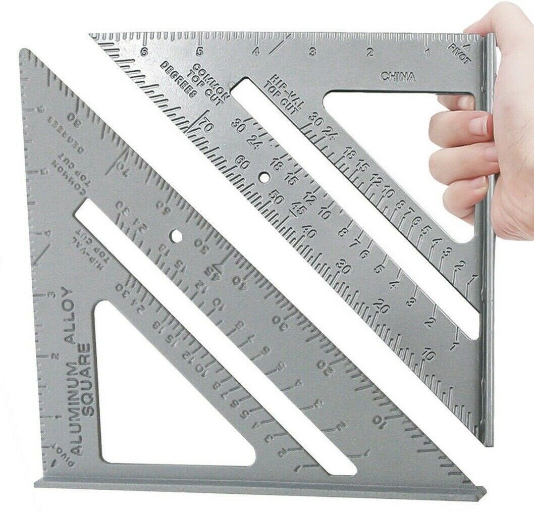 2 IN 1 METAL ROOFING RAFTER TOOL SET SQUARE 12" X 8" ALUMINIUM ROOFERS SQUARE 6"