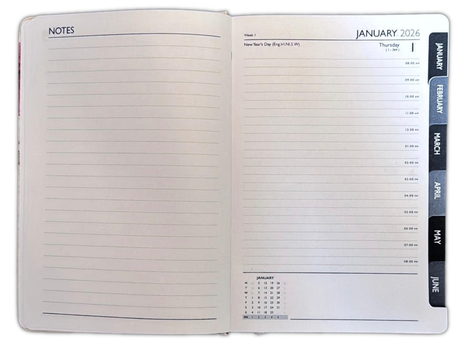 2026 A5 Page A Day Diary Luxury Floral Journal Organiser index Diary Planner