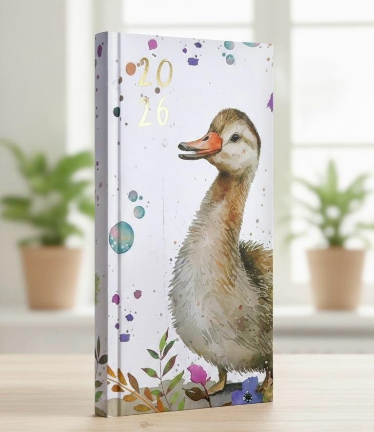 2026 DIARY SLIM LINE WEEK TO VIEW FULL YEAR PLANNER WATERCOLOR DUCK  XMAS GIFT