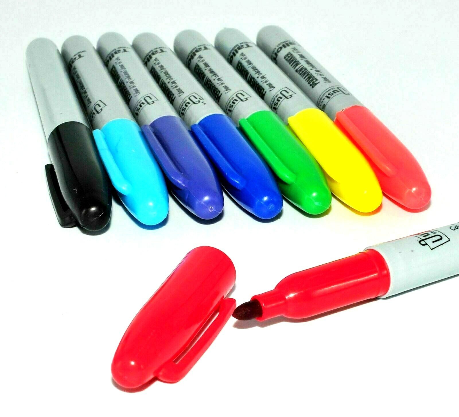 8 Pack Permanent Marker Pens Tip Bullet Point Multi Assorted Colours Pen Office