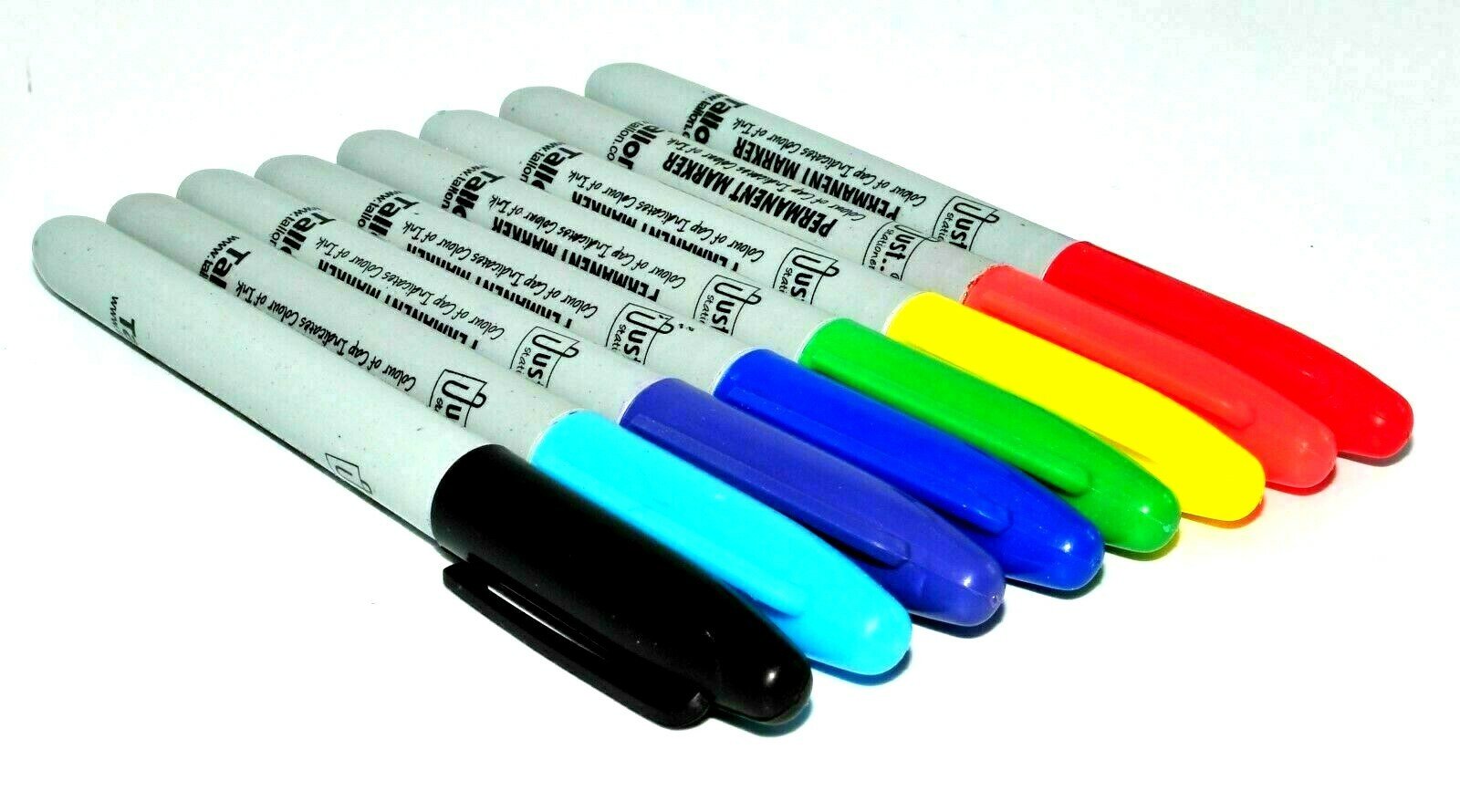 8 Pack Permanent Marker Pens Tip Bullet Point Multi Assorted Colours Pen Office