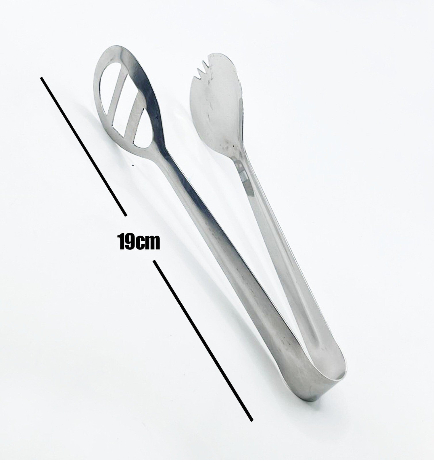 2PK STAINLESS STEEL MULTI PURPOSE KITCHEN FOOD SALAD ICE SERVING TONG TONGS 19CM