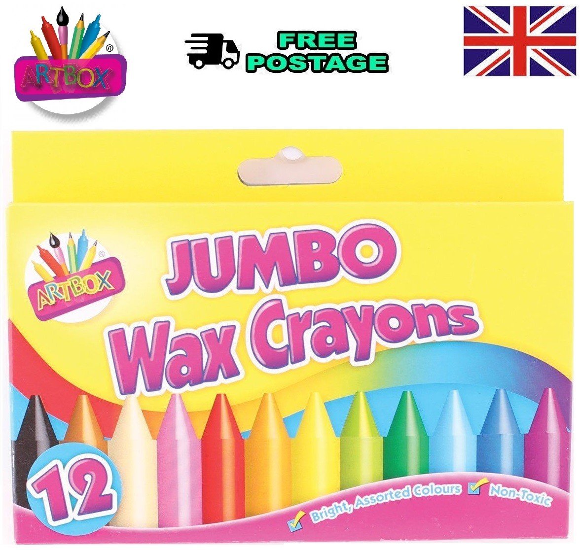 Kids Jumbo Wax Crayons Safe Non Toxic Toddler First Crayons Easy Grip Art Craft